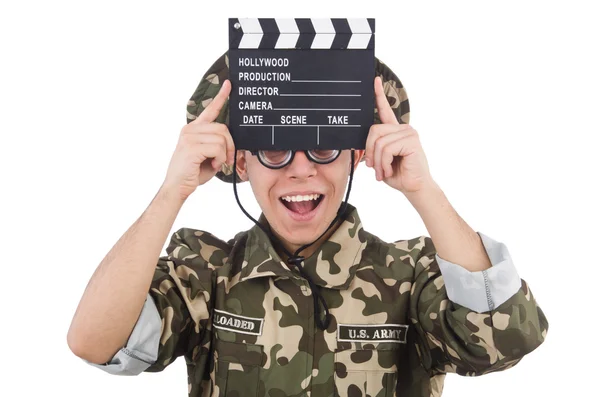 Legrační voják s filmu desky — Stock fotografie