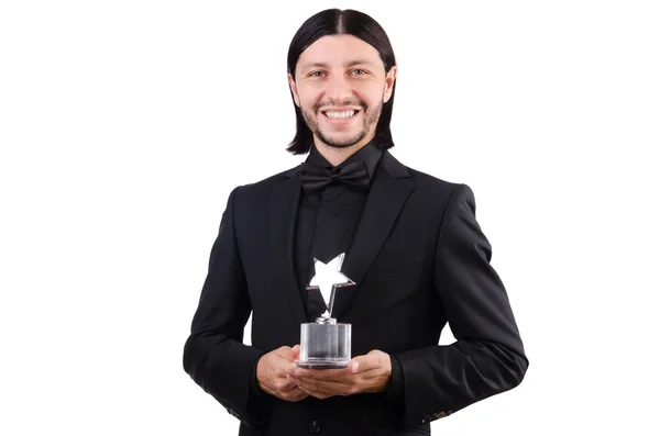 Businessman awarded with prize cup — Stock Photo, Image