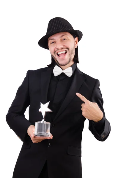 Empresario galardonado con la copa del premio — Foto de Stock