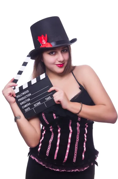 Mujer con tablero de cine —  Fotos de Stock