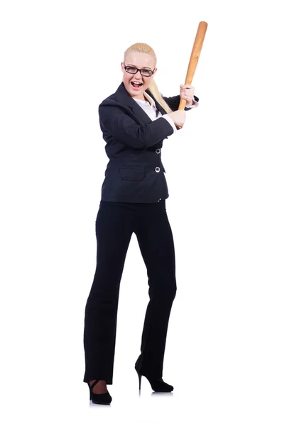 Businesswoman with baseball bat — Stock Photo, Image