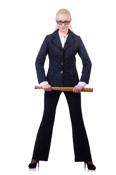 Businesswoman with baseball bat — Stock Photo, Image