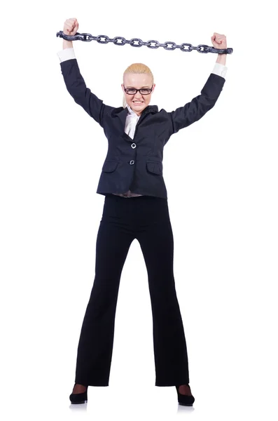 Businesswoman with chain — Stock Photo, Image