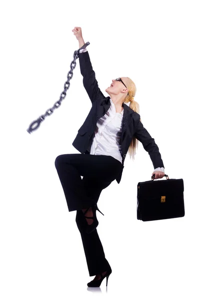 Businesswoman with chain — Stock Photo, Image