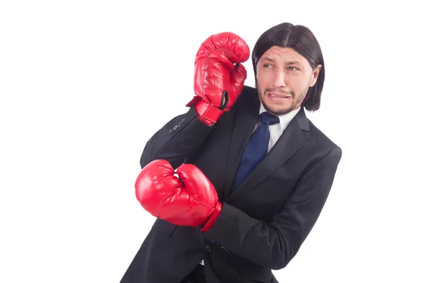 Hombre de negocios con guantes de boxeo — Foto de Stock