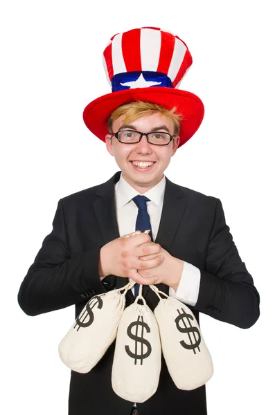 Mann mit Dollarsäcken — Stockfoto