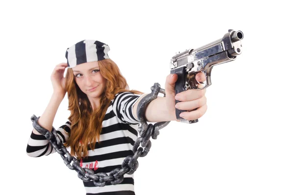 Prisoner with gun — Stock Photo, Image