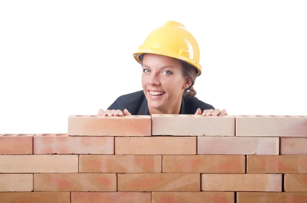 Junge Bauarbeiterin — Stockfoto