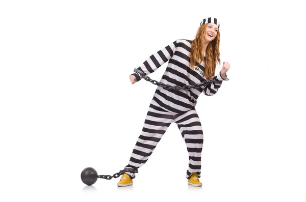 Prisoner in striped uniform — Stock Photo, Image