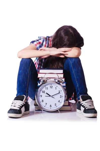 Female student missing deadlines — Stock Photo, Image