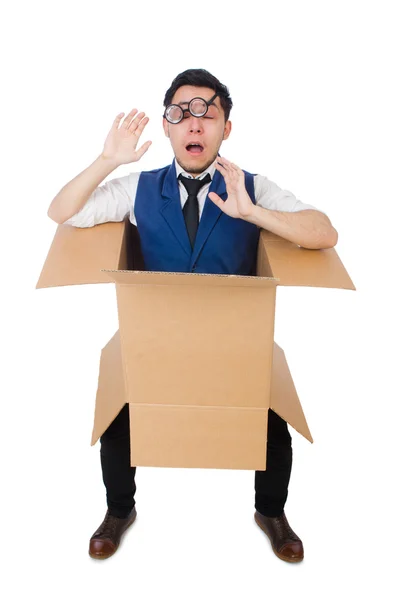 Man in thinking outside the box — Stock Photo, Image