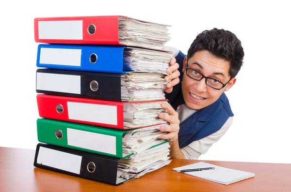 Uomo con un sacco di cartelle — Foto Stock