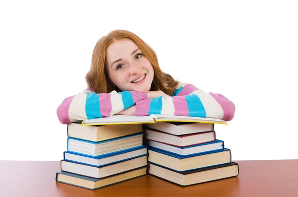 Jovem estudante com livros — Fotografia de Stock