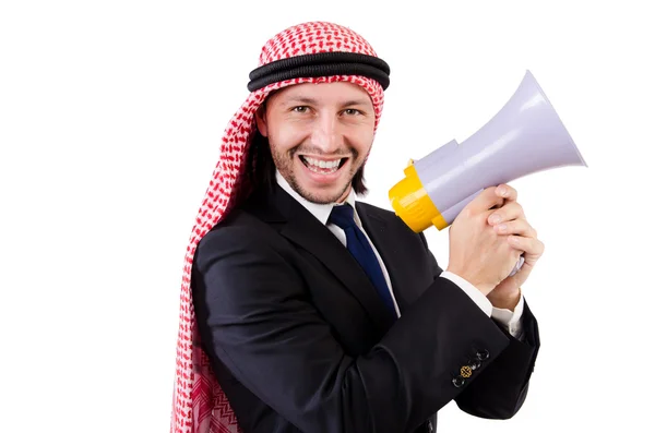 Arab yelling with loudspeaker — Stock Photo, Image