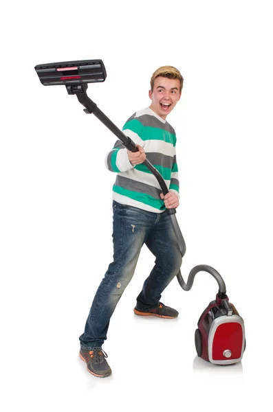 Man with vacuum cleaner — Stock Photo, Image