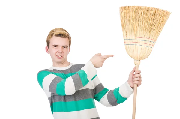 Funny man with mop — Stock Photo, Image