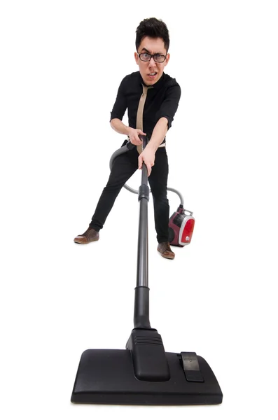 Man with vacuum cleaner — Stock Photo, Image