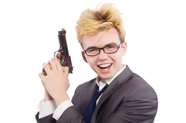 Affärsman med pistol — Stockfoto