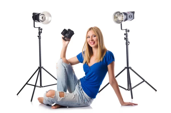 Woman with camera — Stock Photo, Image