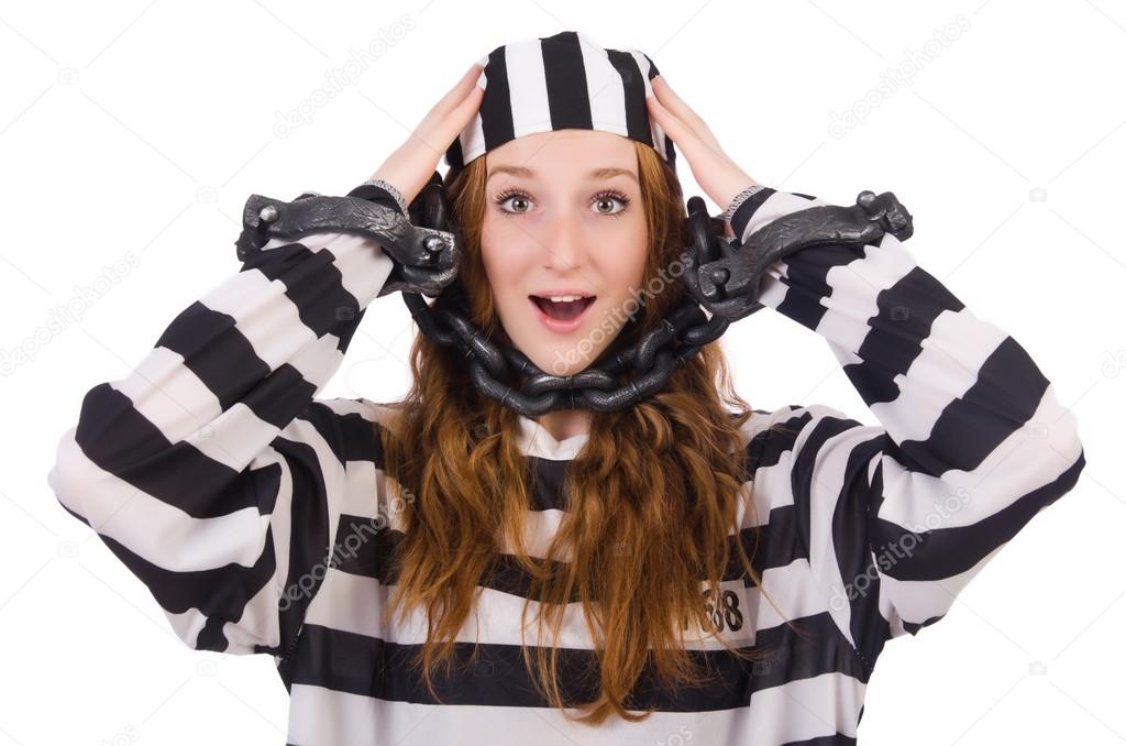 Prisoner in striped uniform