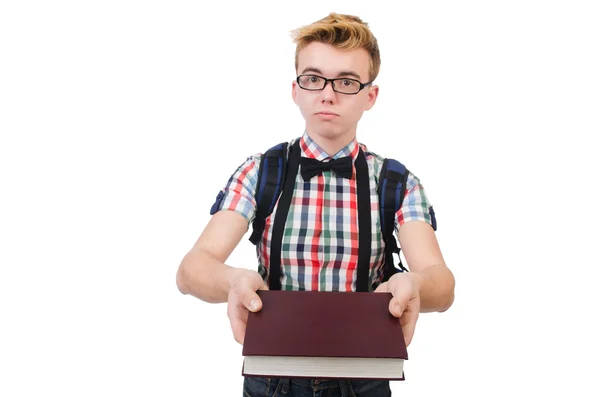 Estudiante con pila de libros — Foto de Stock