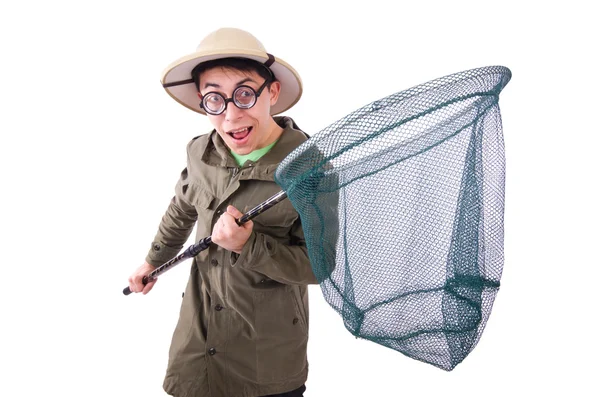 Guy with catching net — Stock Photo, Image