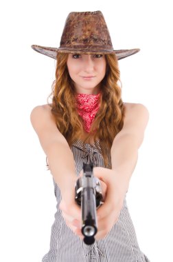 Woman gangster with gun clipart