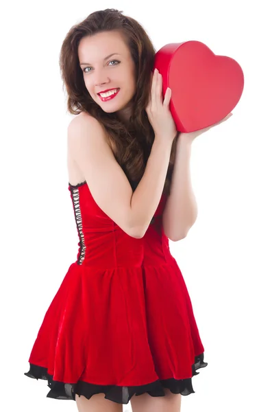 Menina jovem em vestido vermelho — Fotografia de Stock