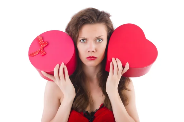 Young girl in red dress — Stock Photo, Image