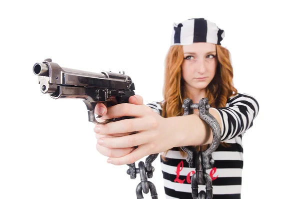 Gefangener mit Waffe — Stockfoto