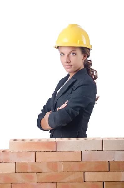 Jovem construtora feminina — Fotografia de Stock