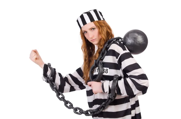Prisionero en uniforme a rayas — Foto de Stock
