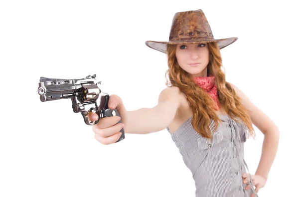 Donna gangster con pistola — Foto Stock