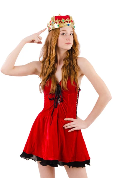 Redhead girl with crown — Stock Photo, Image