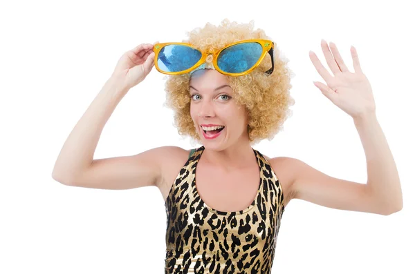 Funny pretty woman in sunglasses — Stock Photo, Image