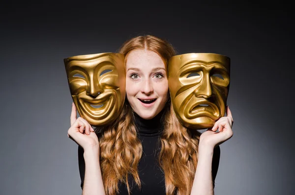 Woman iwith masks in hypocrisy consept — Stock Photo, Image