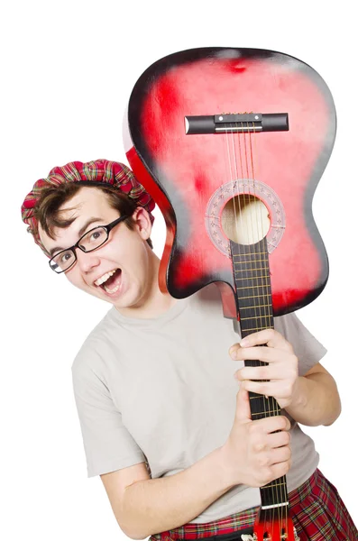 Scotsman spela gitarr — Stockfoto