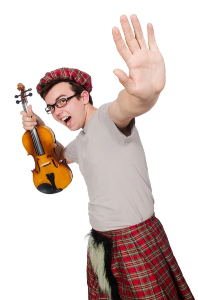 Divertente scotsman con violino — Foto Stock