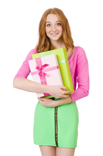Vrouw met winkelen van Kerstmis — Stockfoto