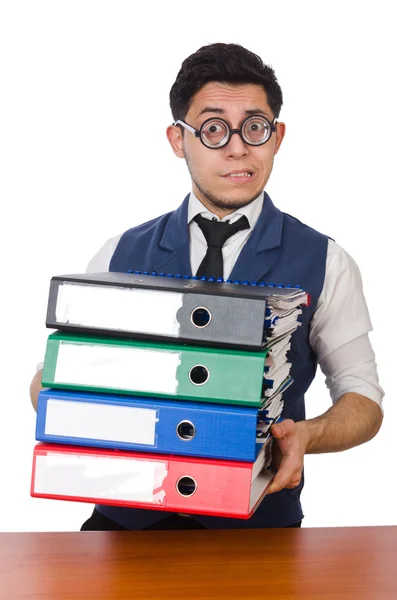 Man with lots of folders — Stock Photo, Image