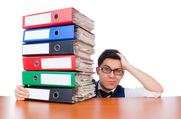 Man with lots of folders — Stock Photo, Image