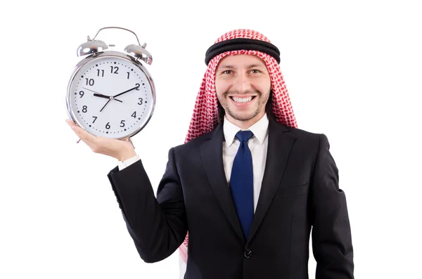 Homem árabe no conceito de tempo — Fotografia de Stock