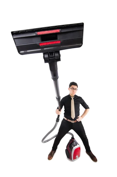 Man with vacuum cleaner — Stock Photo, Image