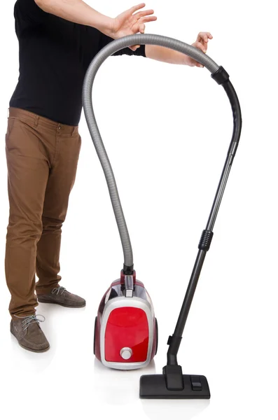 Man with vacuum cleaner — Stock Photo, Image