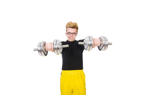 Rolig kille med dumbbels — Stockfoto