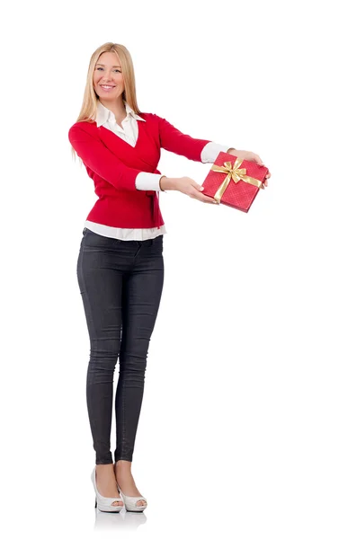 クリスマスの買い物を持つ女性 — ストック写真