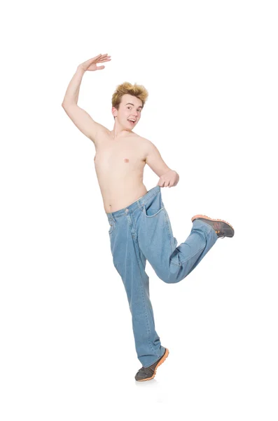 Uomo divertente con i pantaloni — Foto Stock