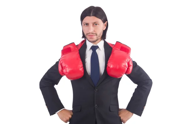 Homme d'affaires avec gants de boxe — Photo