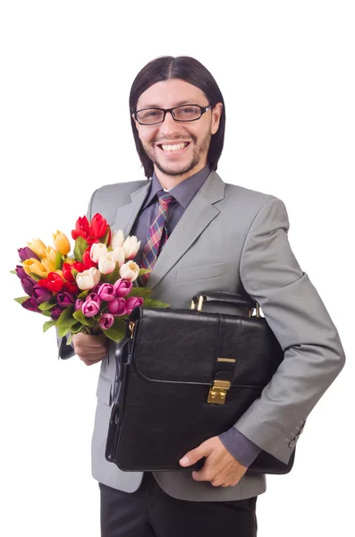 Man met bloemen — Stockfoto