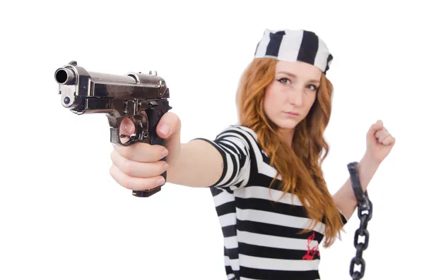 Prisoner with gun — Stock Photo, Image